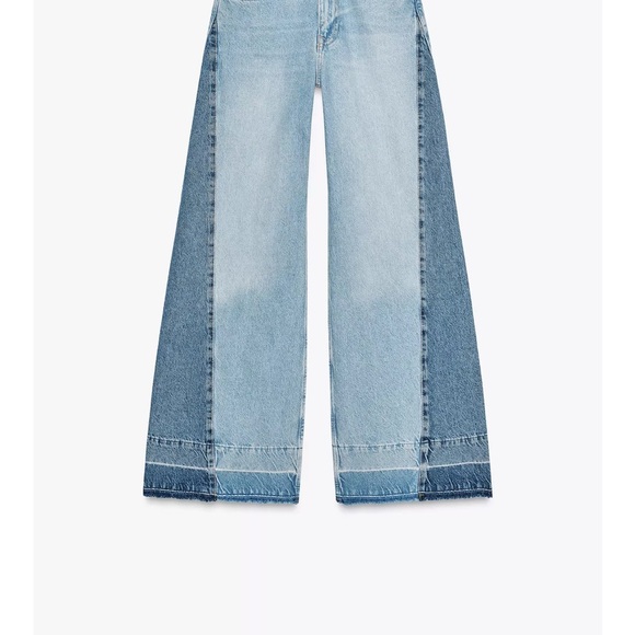 Zara Two-Tone Blue Flare Jeans - Picture 1 of 4